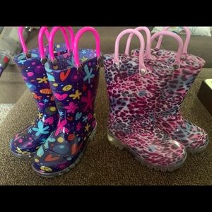 2 pairs of toddler girl rain boots size 5